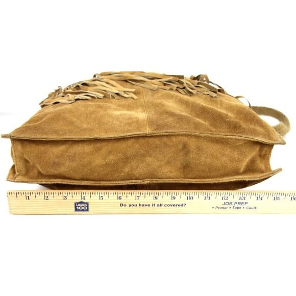 Shelley Wenum TAN BROWN GENUINE SUEDE FLORAL FLAP SHOULDER BAG HANDBAG PURSE - Picture 14 of 16